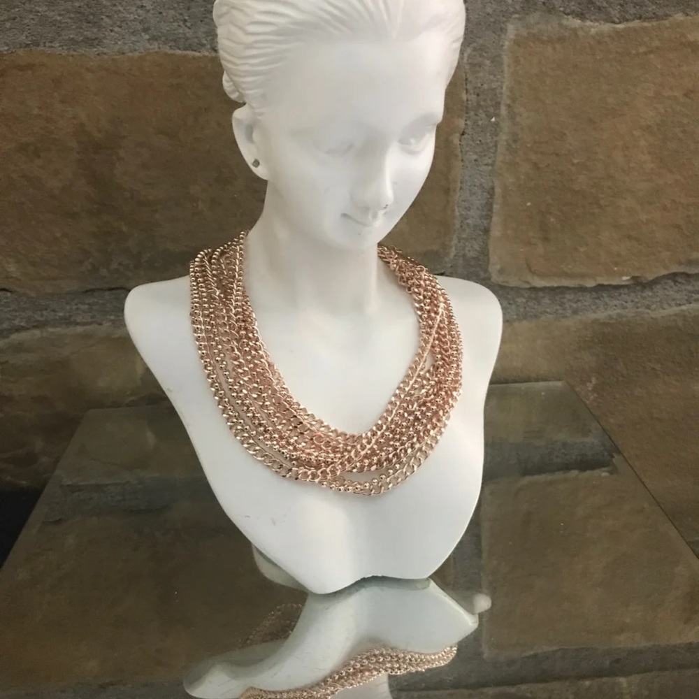 Gold Multi Strand Chain Necklace